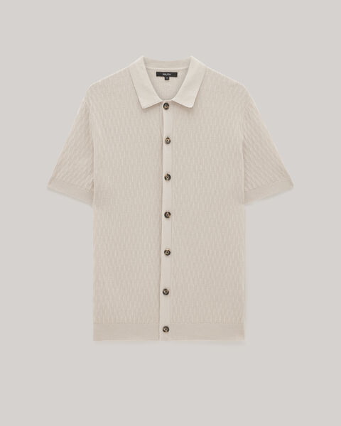 Stripe Texture Button-down Shirt, Bone, hi-res